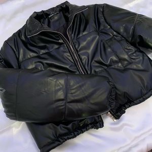 shein faux leather puffer jacket